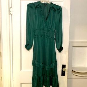 current air / emerald green dress